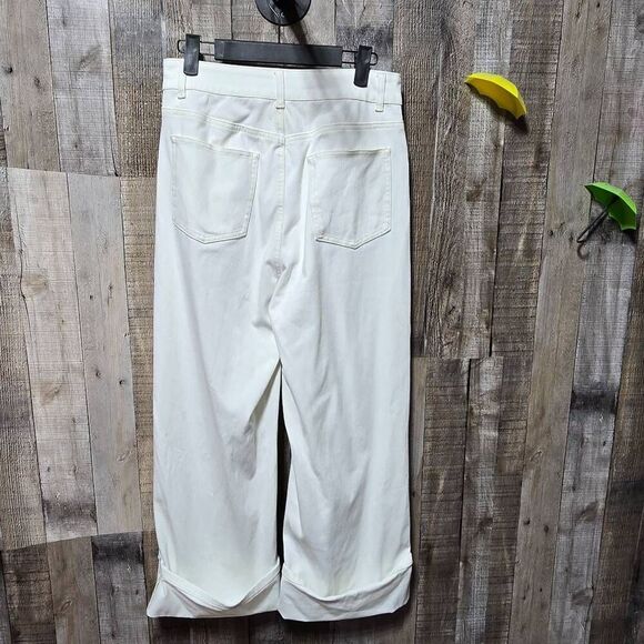 Halara Flex High Waisted Pockets Rolled Hem Wide Leg Washed Casual Jeans - Picture 3 of 5